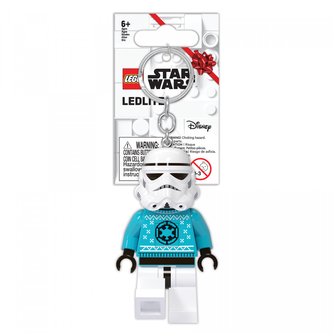Świąteczny brelok LEGO Star Wars Stormtrooper w niebieskim swetrze z motywem świątecznym