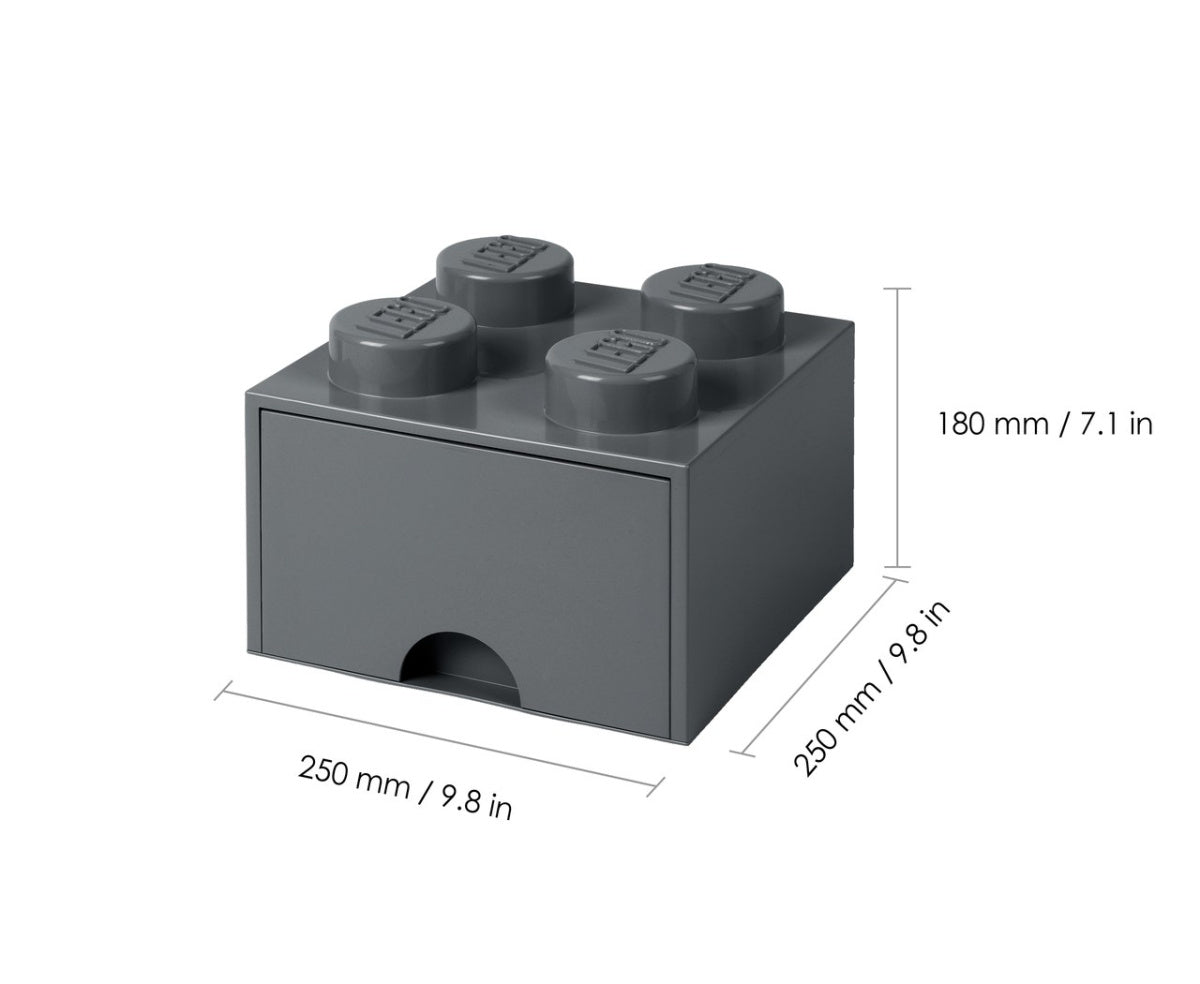 Szuflada LEGO Brick 4 ciemnoszary o wymiarach 25x25x18 cm idealna do przechowywania klocków