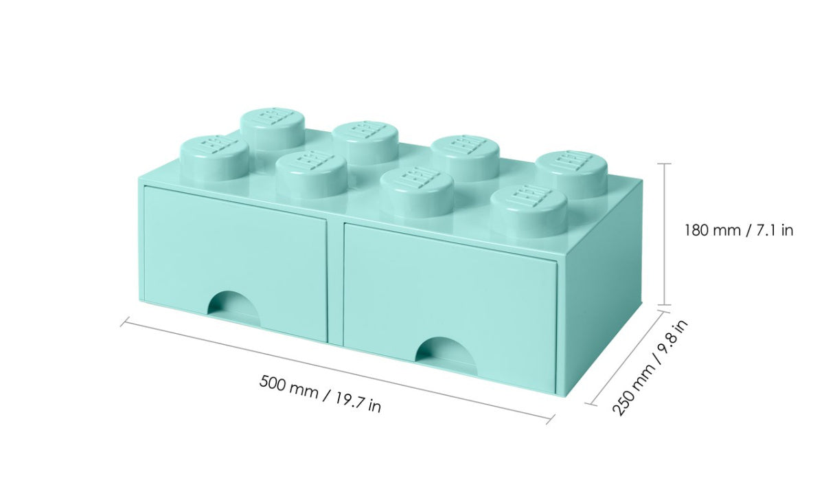 Szuflada LEGO Brick 8 morski z dwoma pojemnikami w kształcie klocków do przechowywania