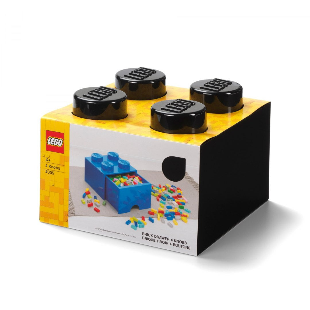 Czarna szuflada LEGO Brick 4 czarna w kształcie klocka z czterema wypustkami do przechowywania klocków