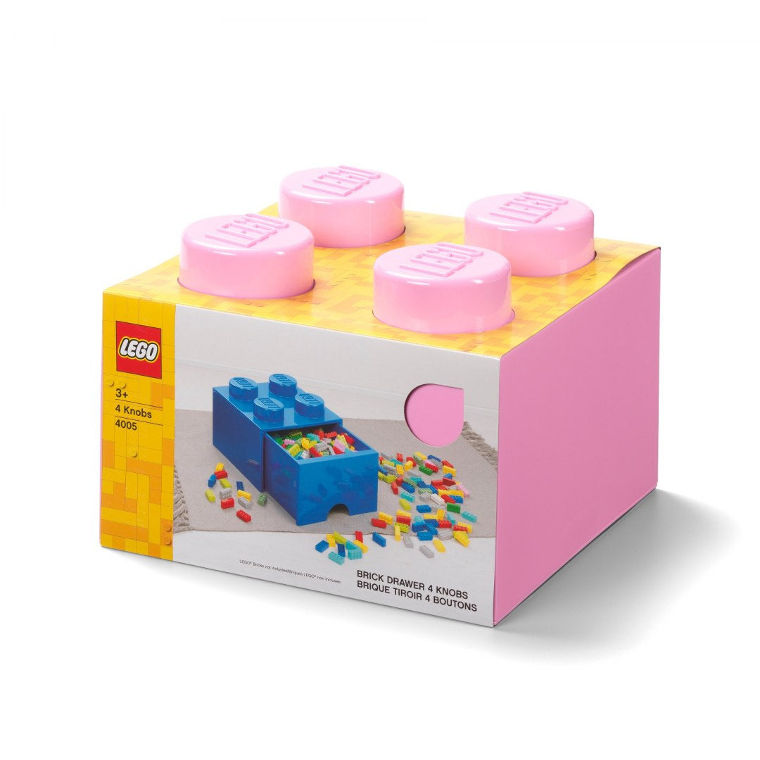 Szuflada LEGO do przechowywania w kształcie klocka z czterema różowymi wypustkami