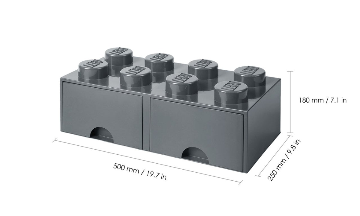 Szuflada LEGO Brick 8 ciemnoszary pojemnik do przechowywania klocków z dwoma szufladami