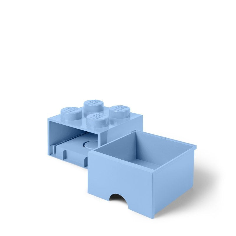 Szuflada LEGO Brick 4 jasnoniebieska w kształcie klocka LEGO z wyjmowaną częścią do przechowywania