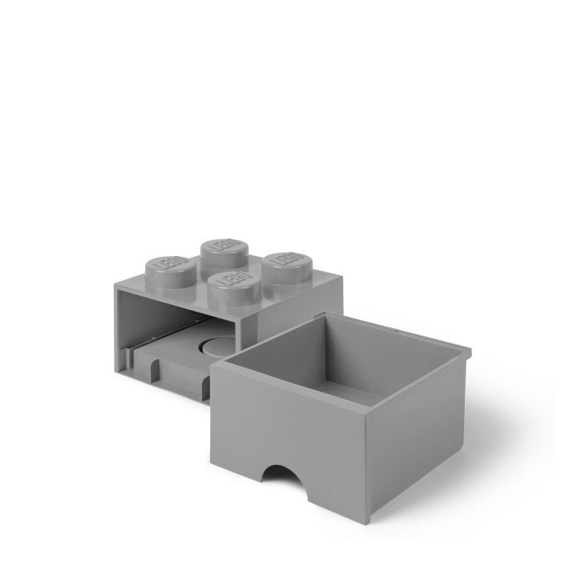 Szuflada LEGO Brick 4 szara do przechowywania klocków w kształcie klasycznego elementu LEGO