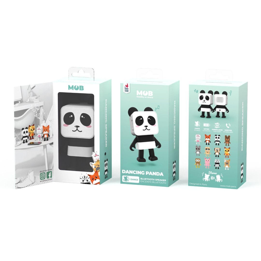 tańczący głośnik bezprzewodowy panda w opakowaniu marki WABOBA AB z uroczym designem pandy