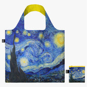 Torba podręczna Vincent van Gogh z nadrukiem Gwiaździstej Nocy w niebieskich i żółtych odcieniach