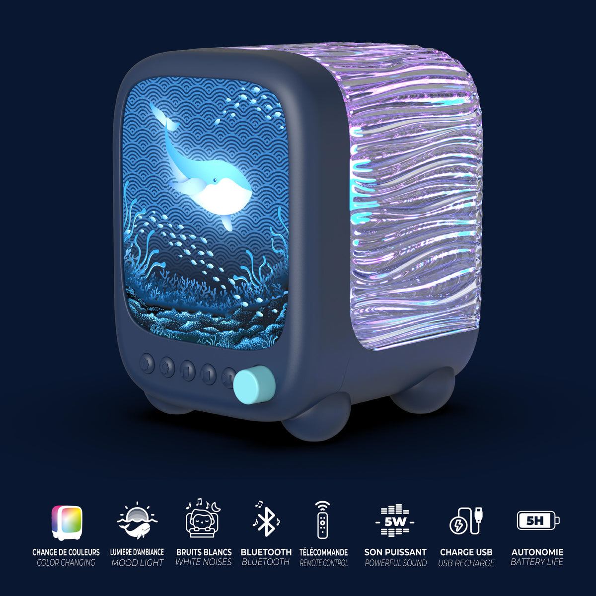 Projection lamp and speaker Wavy Light MOB – deep sea