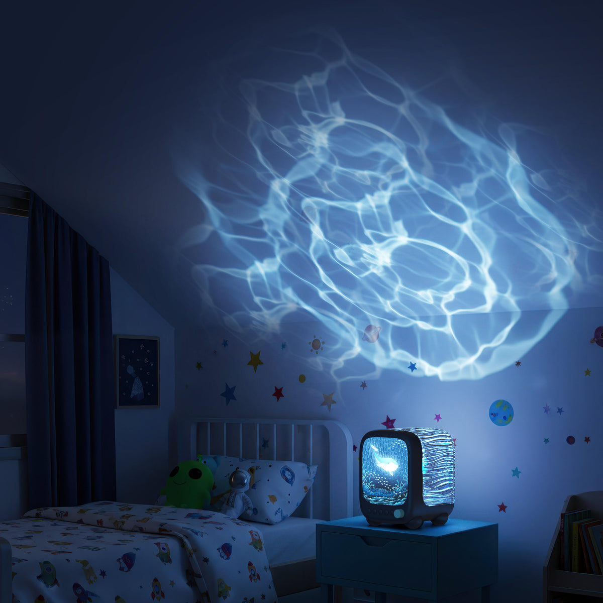 Projection lamp and speaker Wavy Light MOB – deep sea
