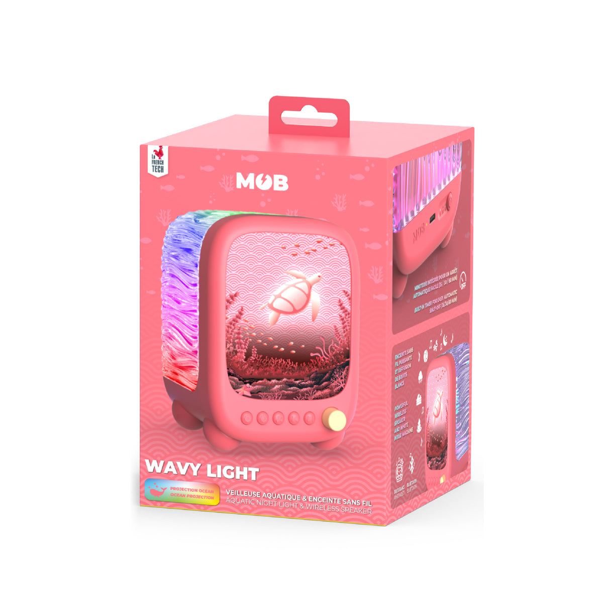 Projection lamp and speaker Wavy Light MOB – coral