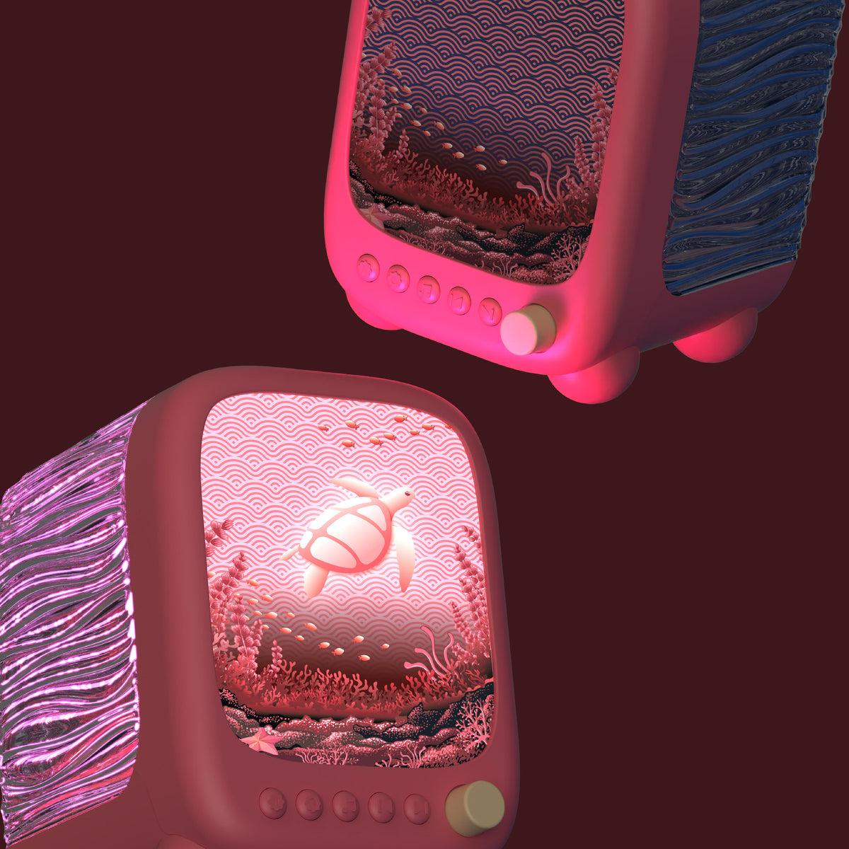 Projection lamp and speaker Wavy Light MOB – coral