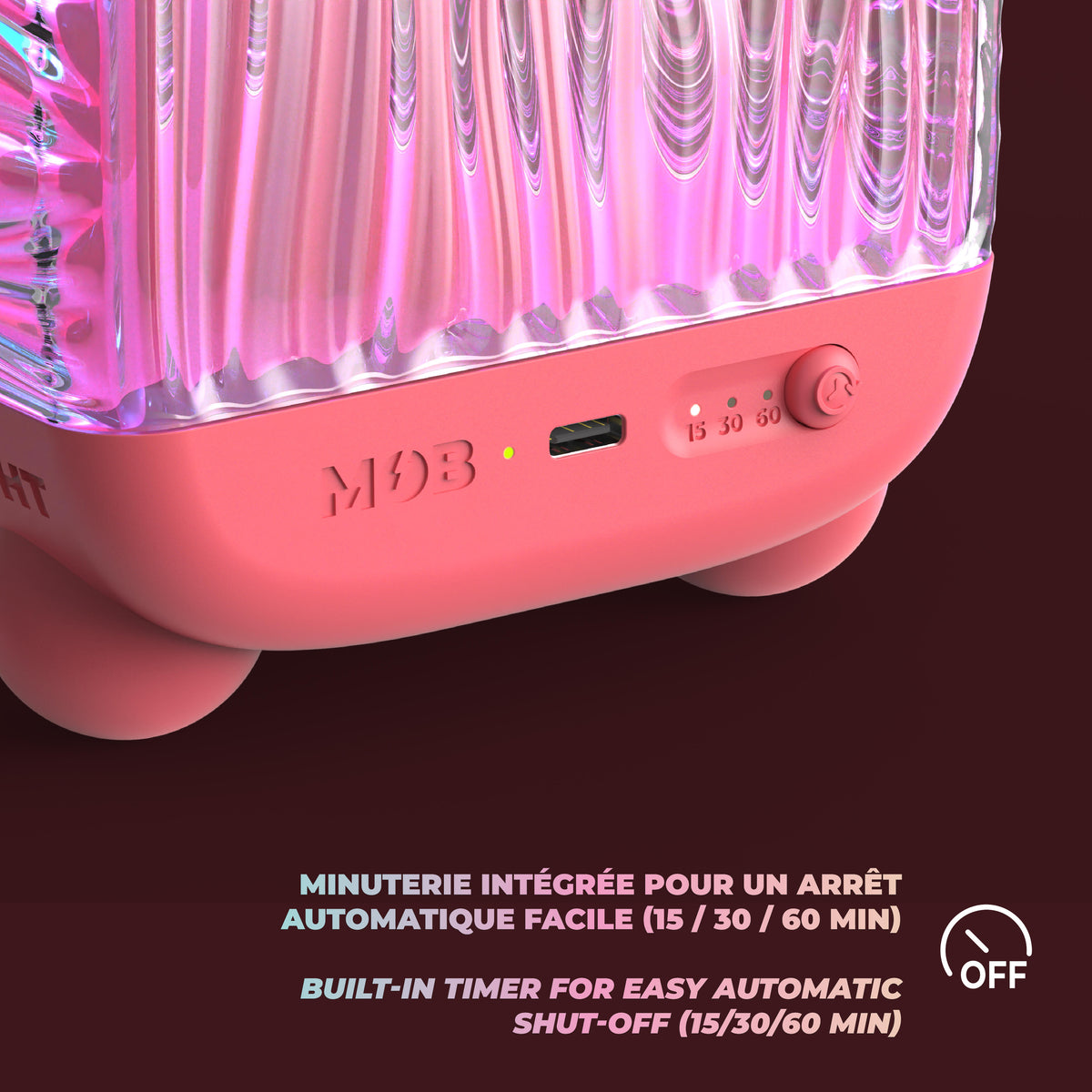Projection lamp and speaker Wavy Light MOB – coral