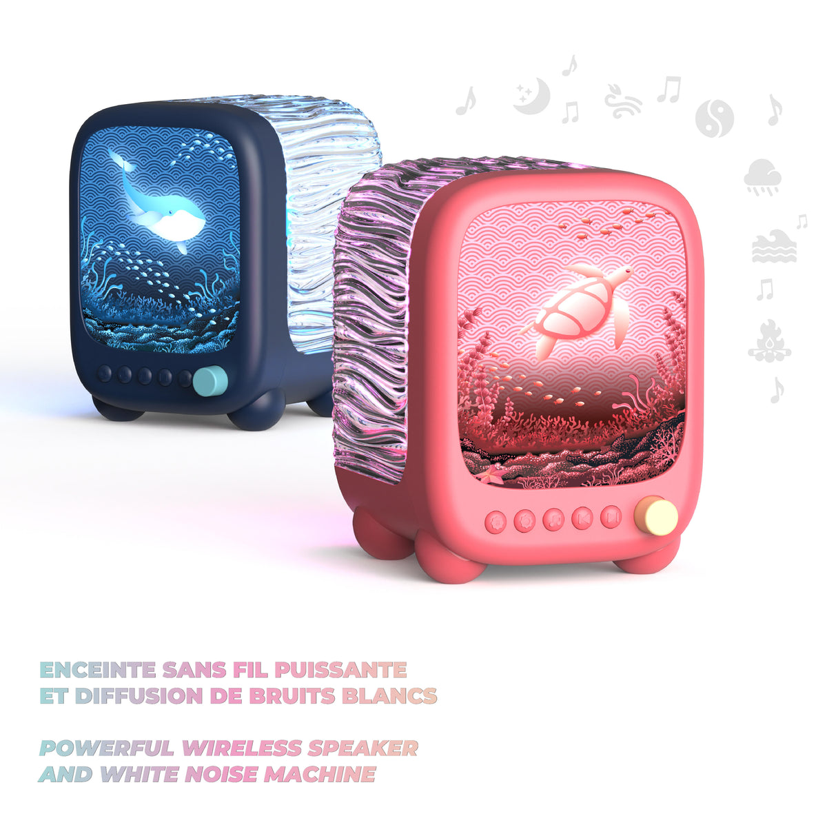 Projection lamp and speaker Wavy Light MOB – coral