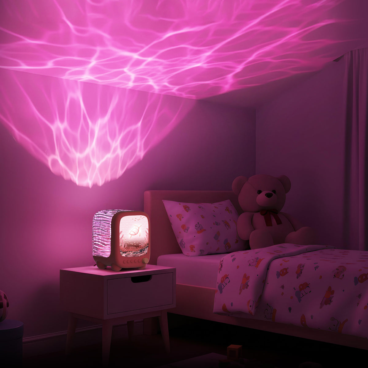 Projection lamp and speaker Wavy Light MOB – coral