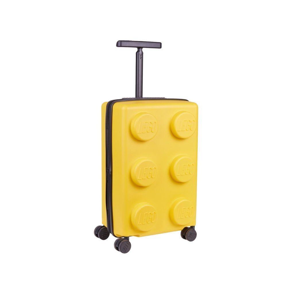walizka LEGO żółta marki Yamann z czterema kółkami i wysuwanym uchwytem