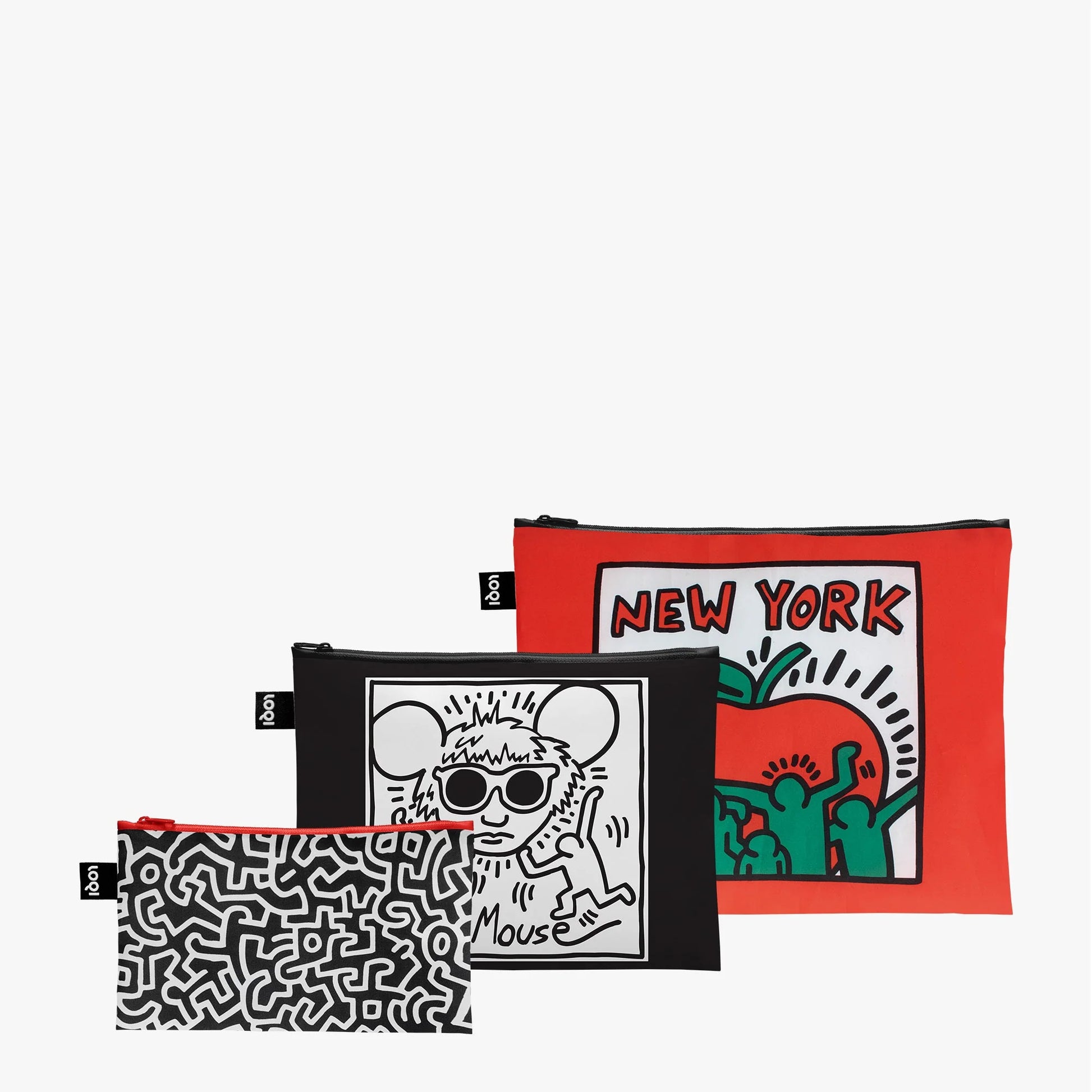 Zestaw saszetek LOQI Keith Haring – Untitled, Andy Mouse, New York (3 szt.)