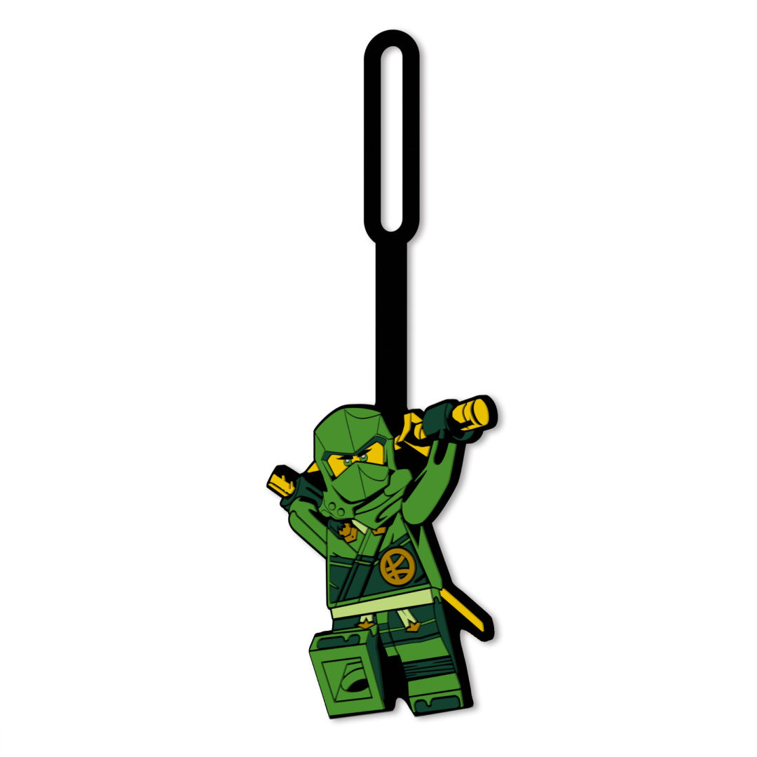 Zawieszka LEGO Ninjago Lloyd w zielonym stroju ninja z mieczem na czarnym pasku