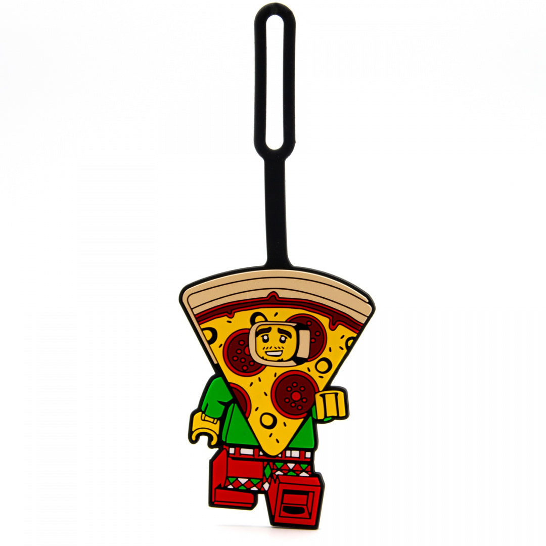 Zawieszka LEGO do bagażu w kształcie figurki z pizzą na głowie od BV JACOB COMPANY