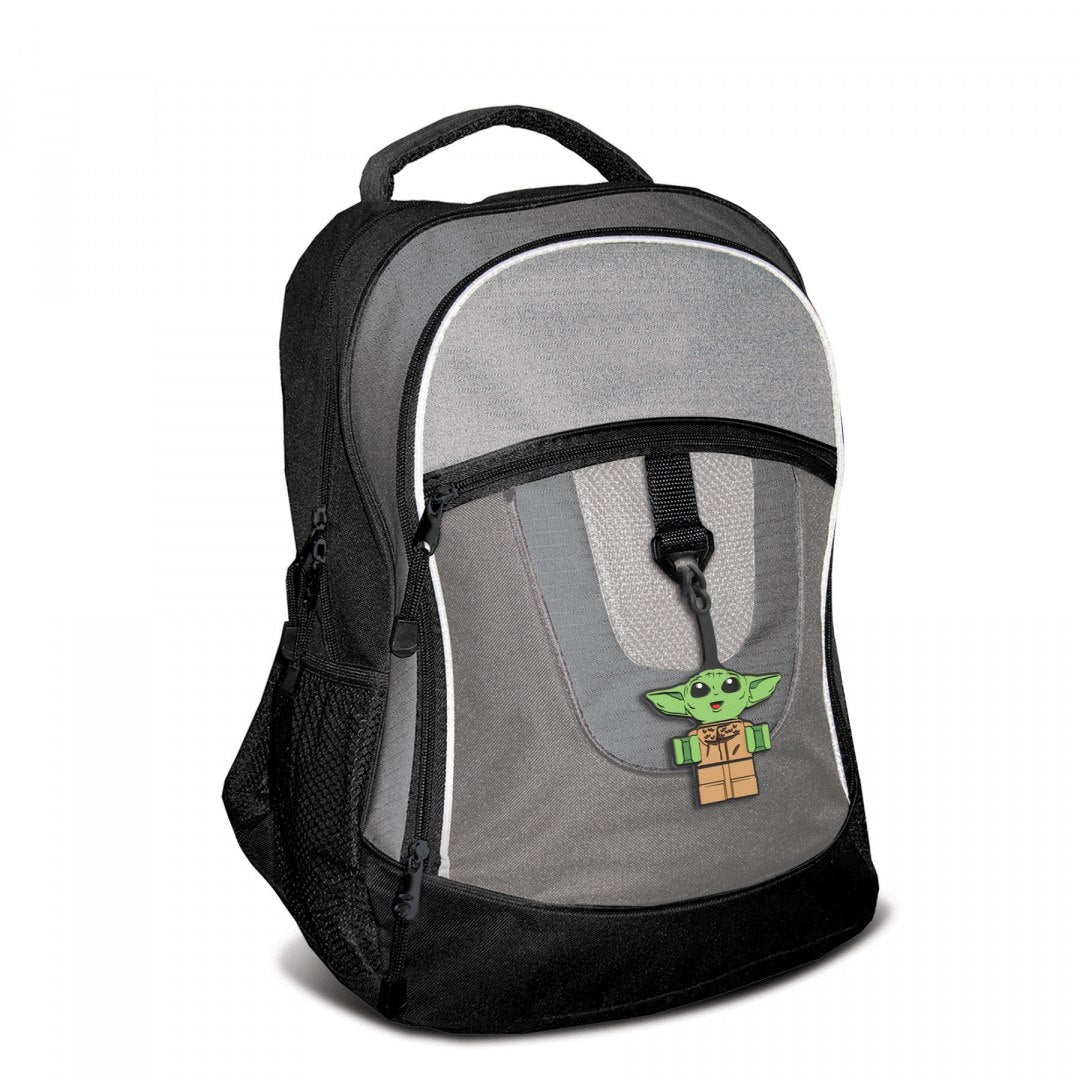Szary i czarny plecak z zawieszką LEGO Star Wars Baby Yoda od BV JACOB COMPANY