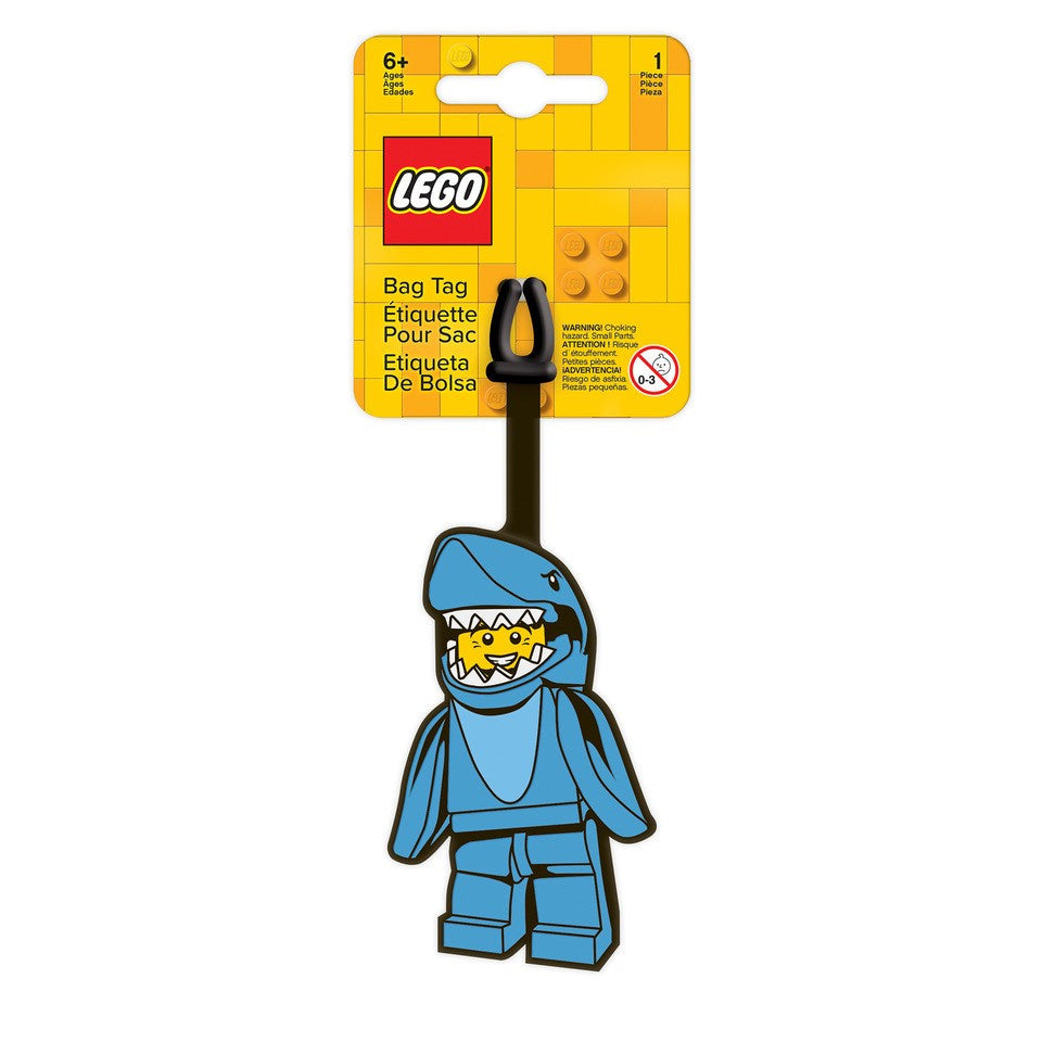 Zawieszka LEGO rekin w kształcie niebieskiej minifigurki rekina na bagaż od BV JACOB COMPANY