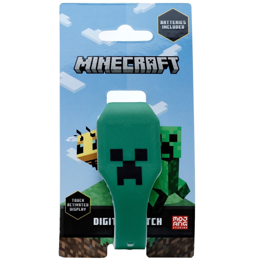 Relógio Minecraft verde para crianças com display digital e motivo Creeper