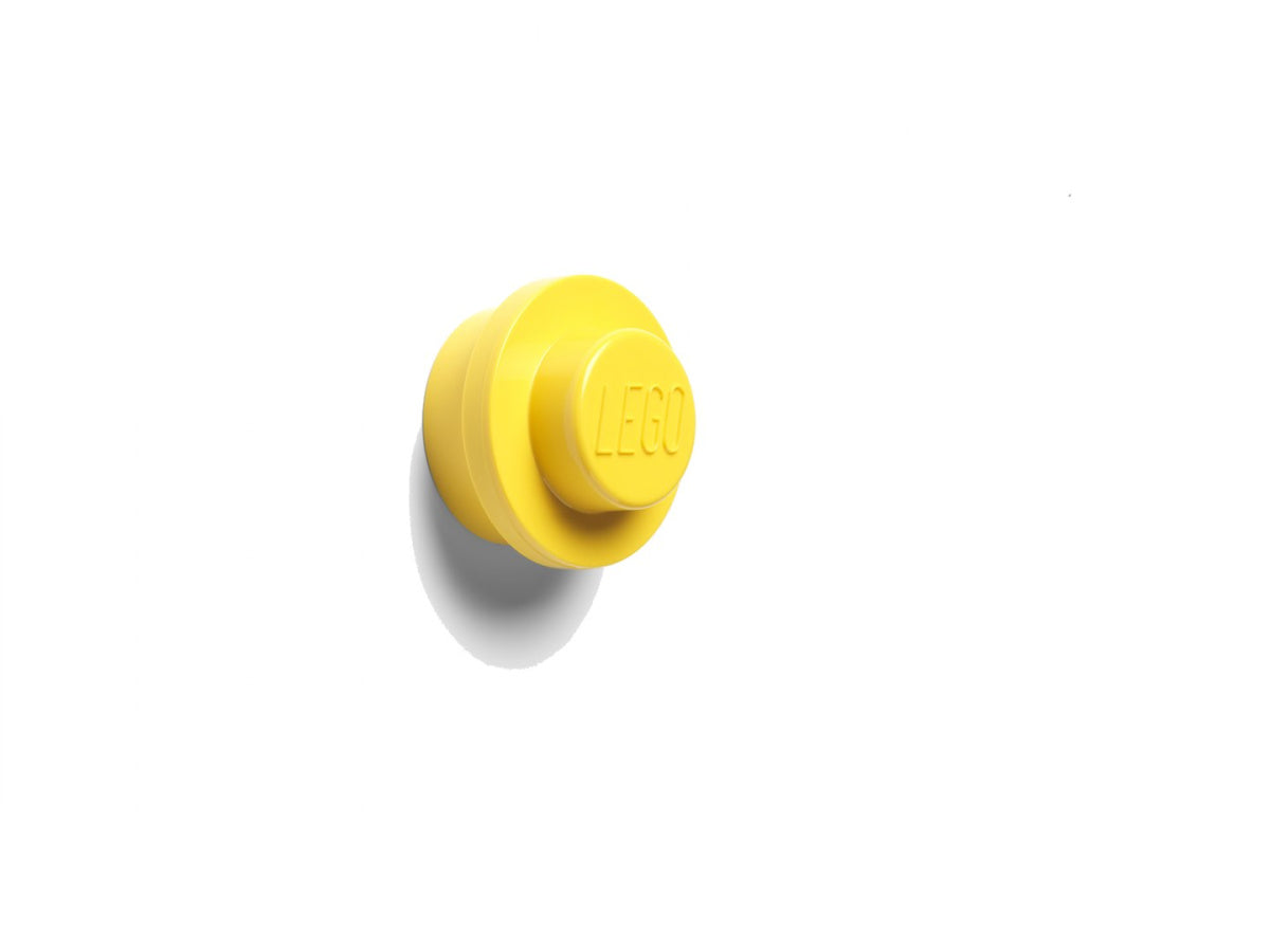 Żółty wieszak LEGO na ścianę firmy BV JACOB COMPANY, nowoczesny i funkcjonalny