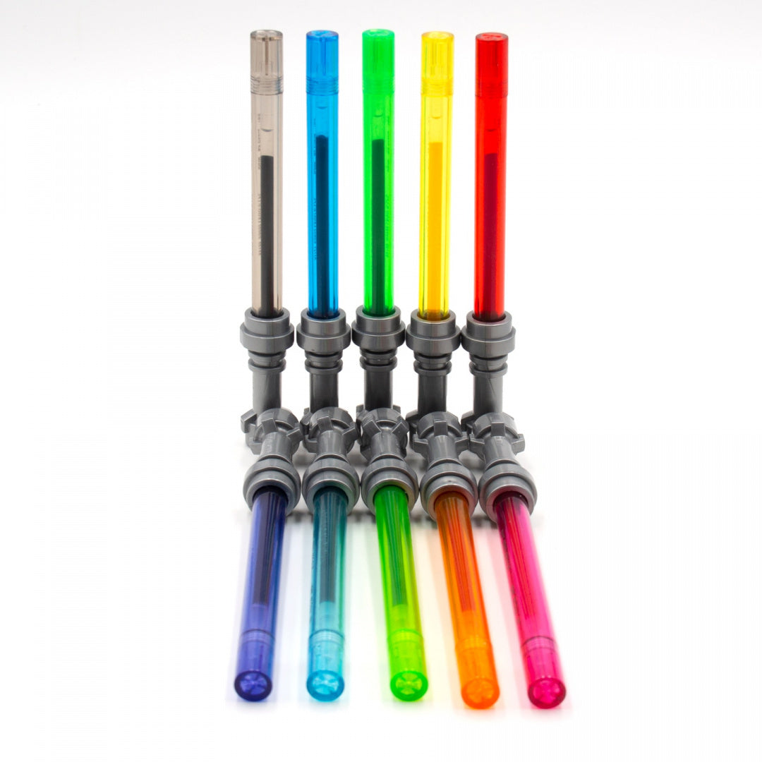 Zestaw kolorowych długopisów żelowych Star Wars LEGO z uchwytami inspirowanymi mieczami świetlnymi