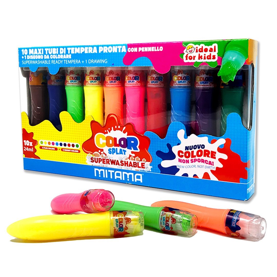 Temperafarbenset für Kinder in zehn Farben in Tuben, ideal zum Malen und kreativen Spielen