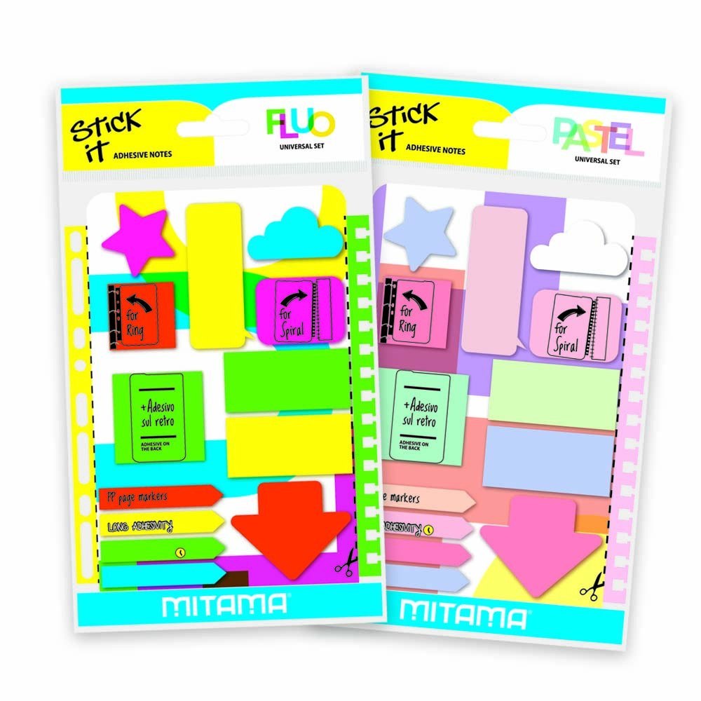 Set von selbstklebenden Notizzetteln in Pastell- und Neonfarben zur Organisation von Notizen