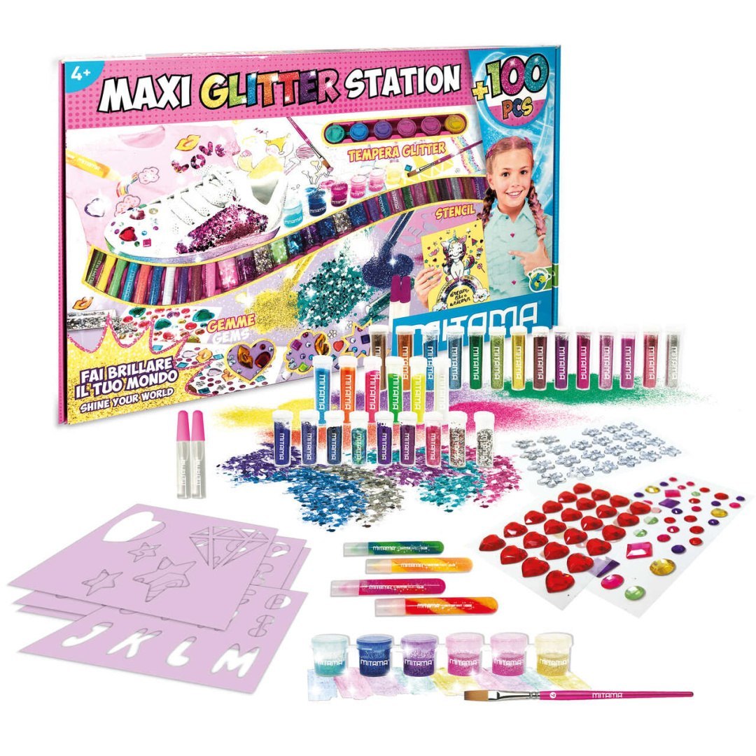 Kreativset mit Glitzer für Kinder Maxi Glitter Station mit Farben und Aufklebern