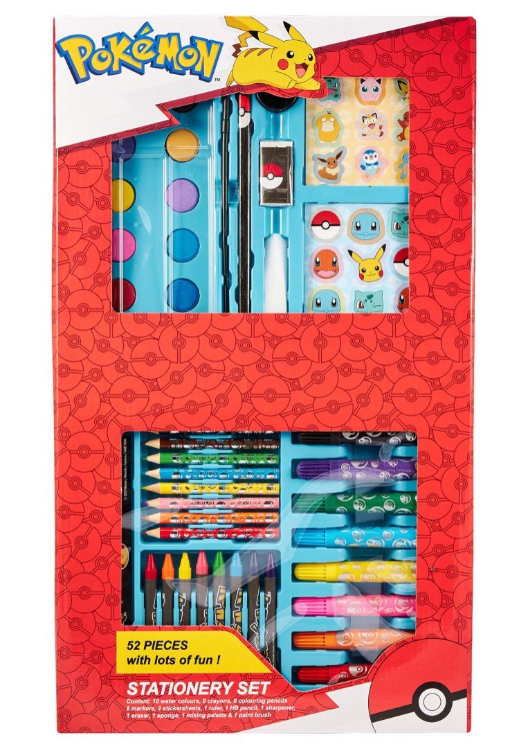 Kreativset Pokémon mit Farben, Buntstiften, Markern und Aufklebern in roter Verpackung.