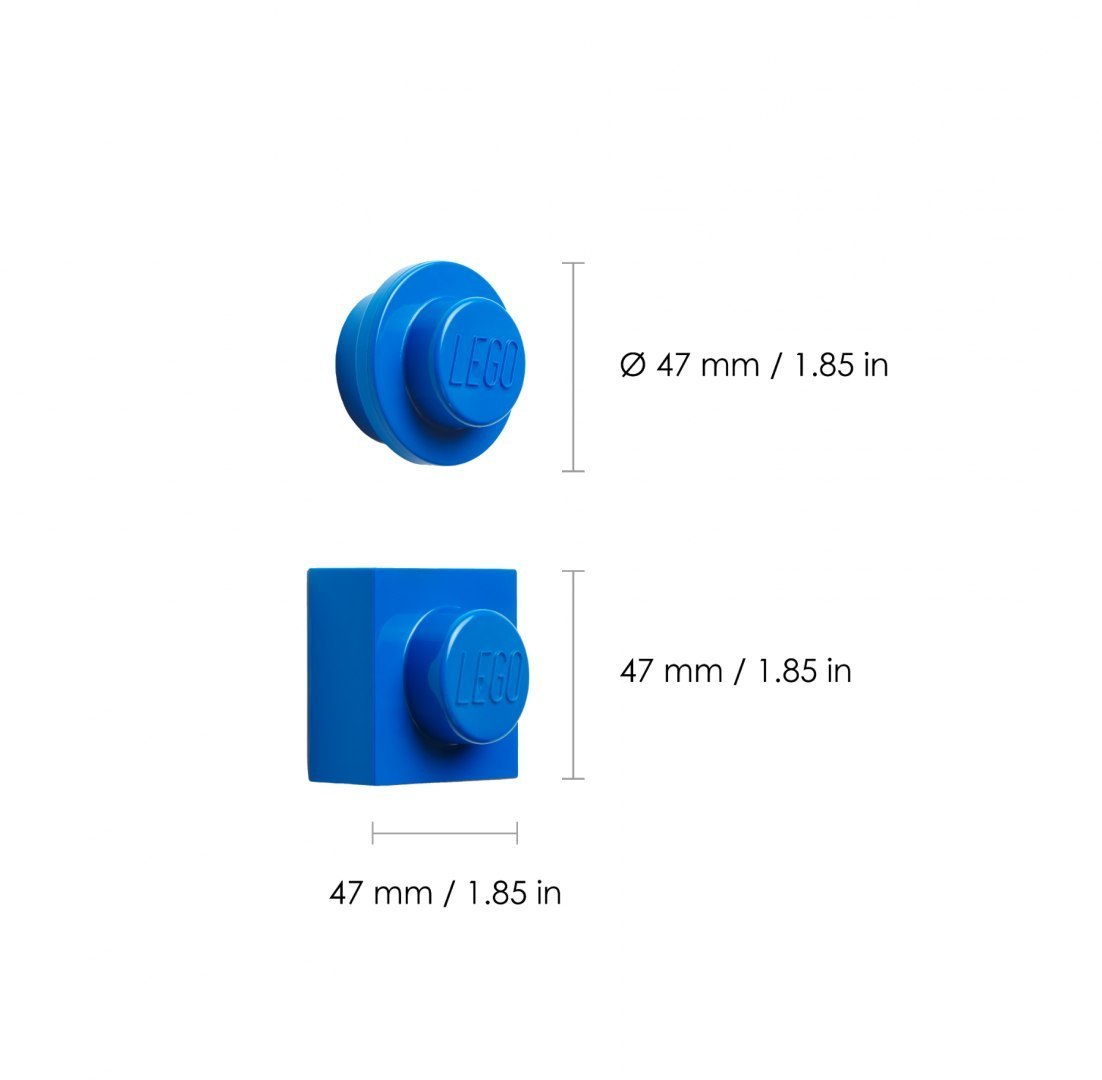 Niebieskie magnesy LEGO do lodówki o wymiarach 47 mm od BV JACOB COMPANY