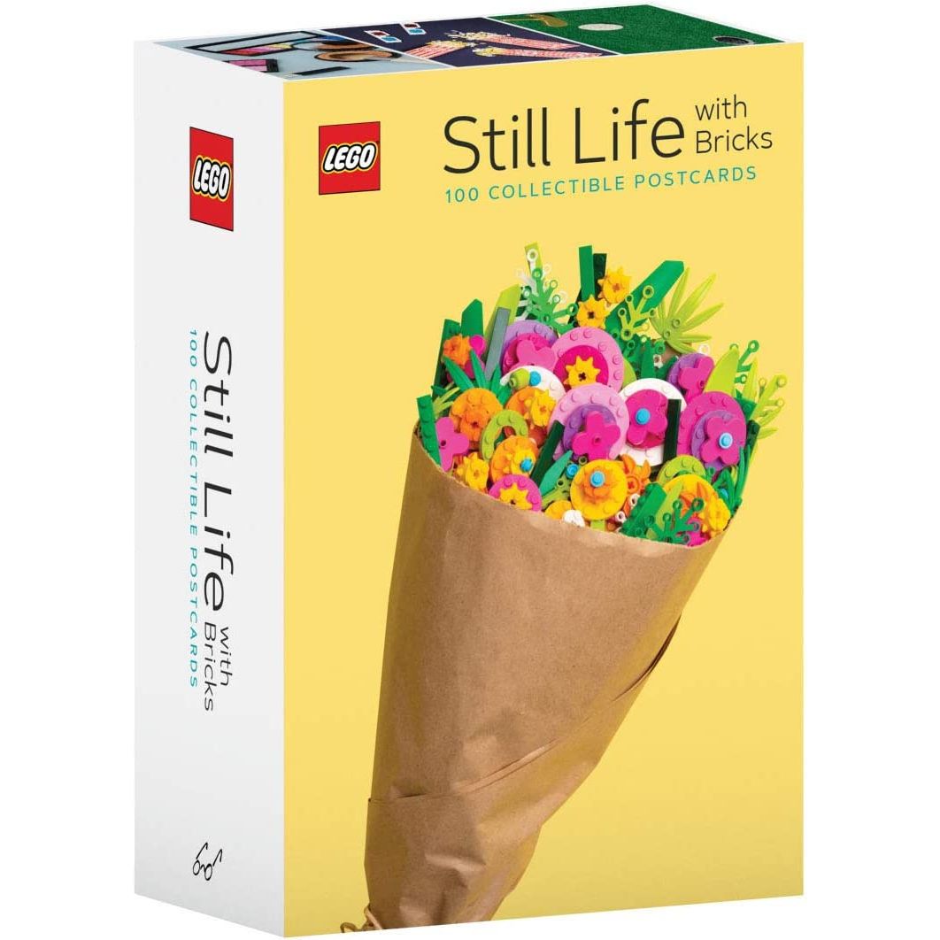 zestaw pocztówek LEGO Still Life with Bricks z 100 kolekcjonerskimi kartami pocztowymi