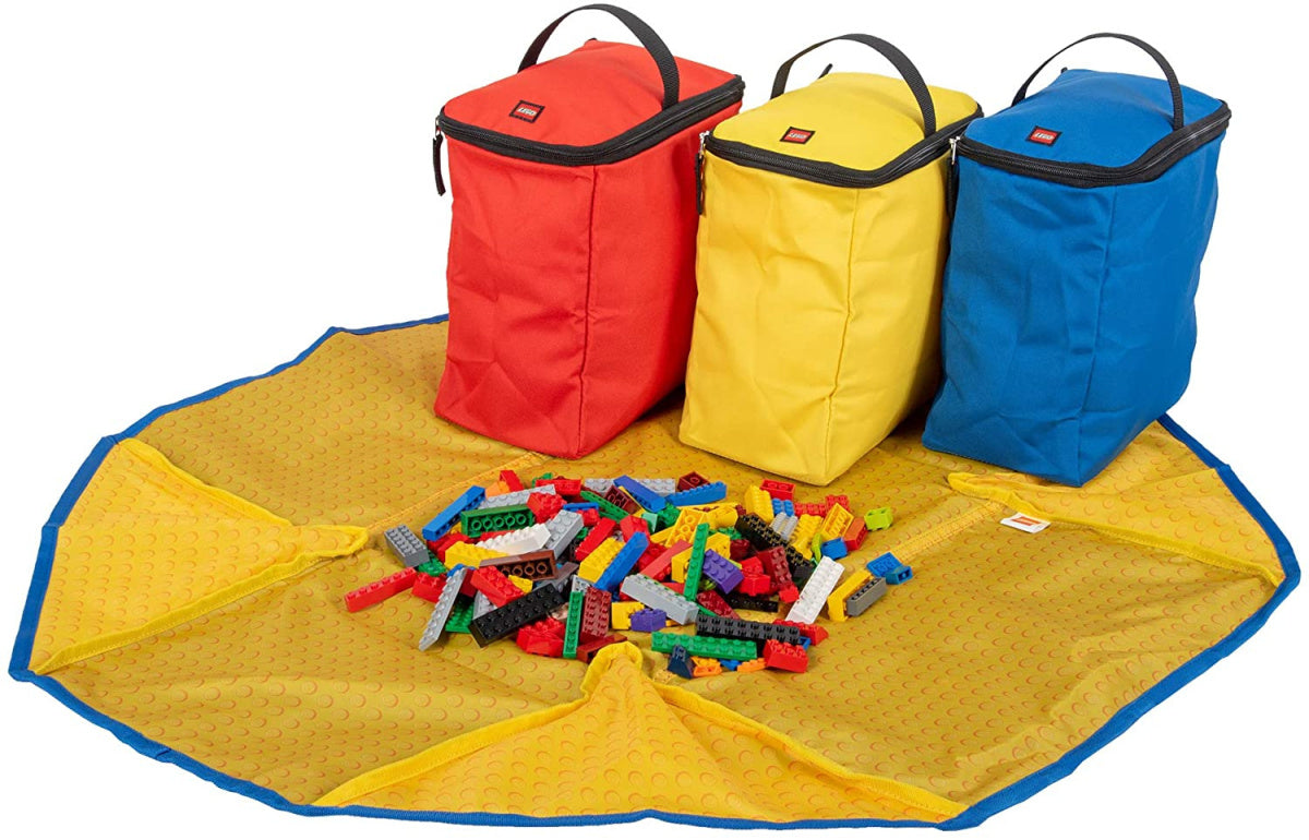 Kolorowy zestaw pojemników LEGO z matą do przechowywania i zabawy klockami LEGO