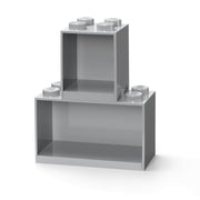 Szare półki LEGO szare klocki w kształcie naściennych regałów do przechowywania zabawek
