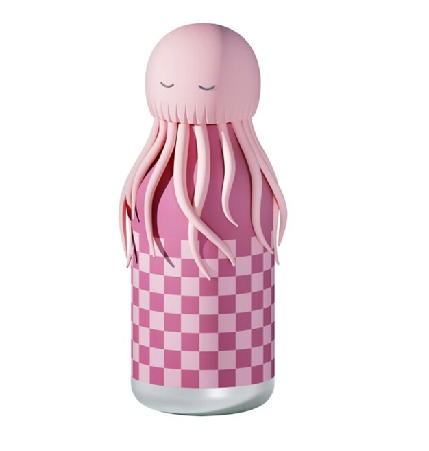 Butelka termiczna ze słomką Bestie Asobu – Meduza Różowa 460 ml