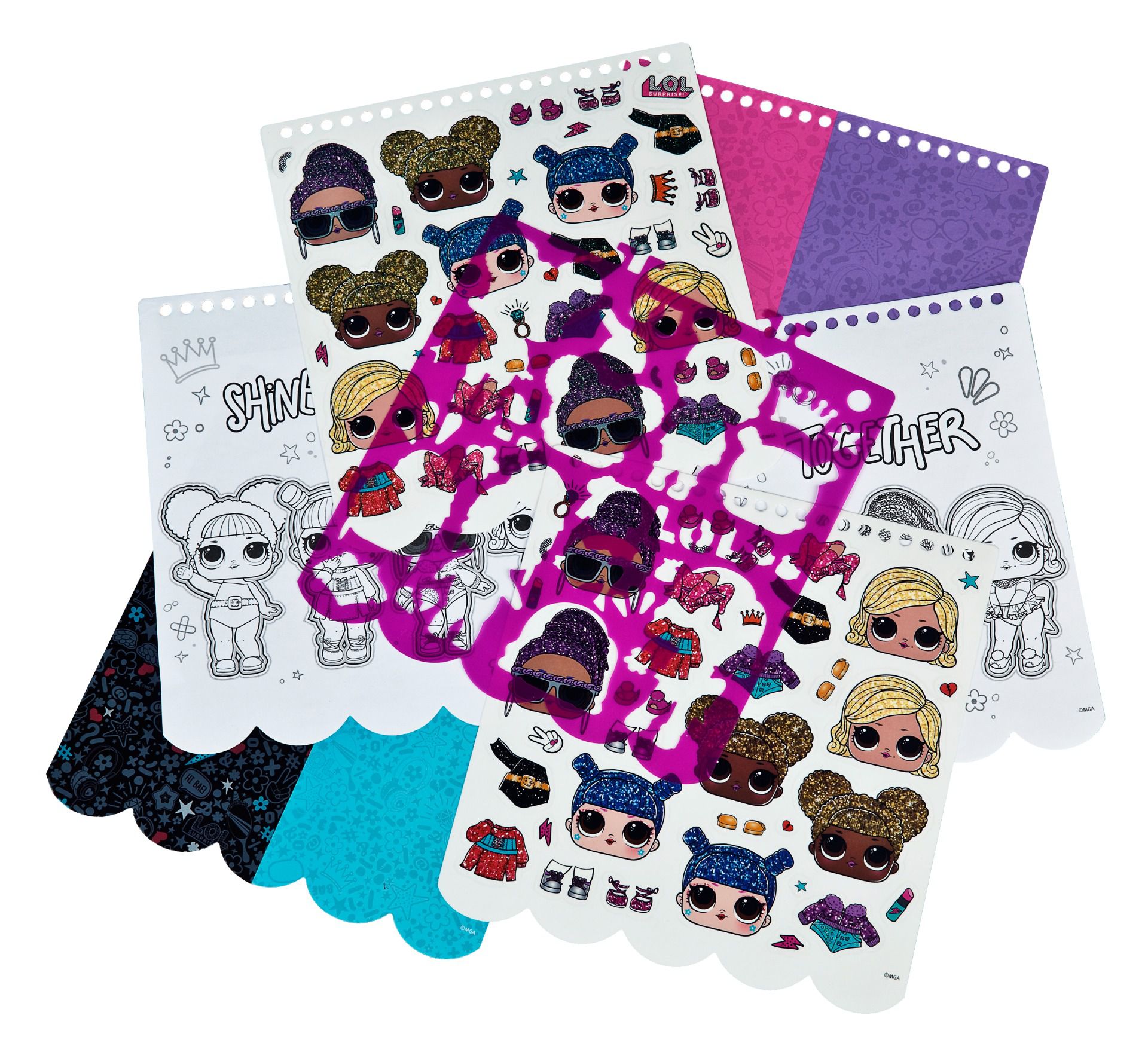 LOL Surprise coloring book for kids with stickers and character templates for coloring