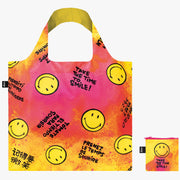 Kolorowa torba podręczna SMILEY z wzorem uśmiechniętych buziek i napisami