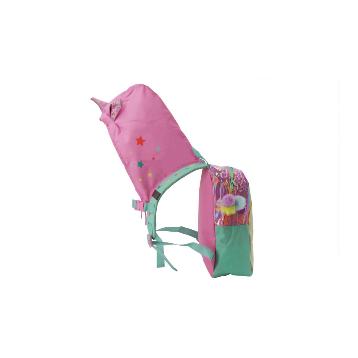 Bunter Einhorn-Rucksack für Kinder mit pinkem Schirm und weichen Schulterriemen