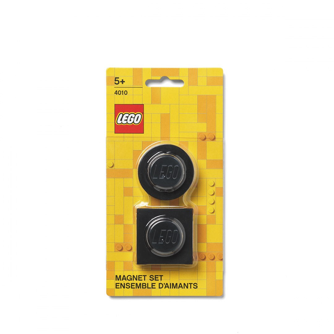 Magnesy LEGO czarne w zestawie 2 sztuk na żółtym opakowaniu BV JACOB COMPANY