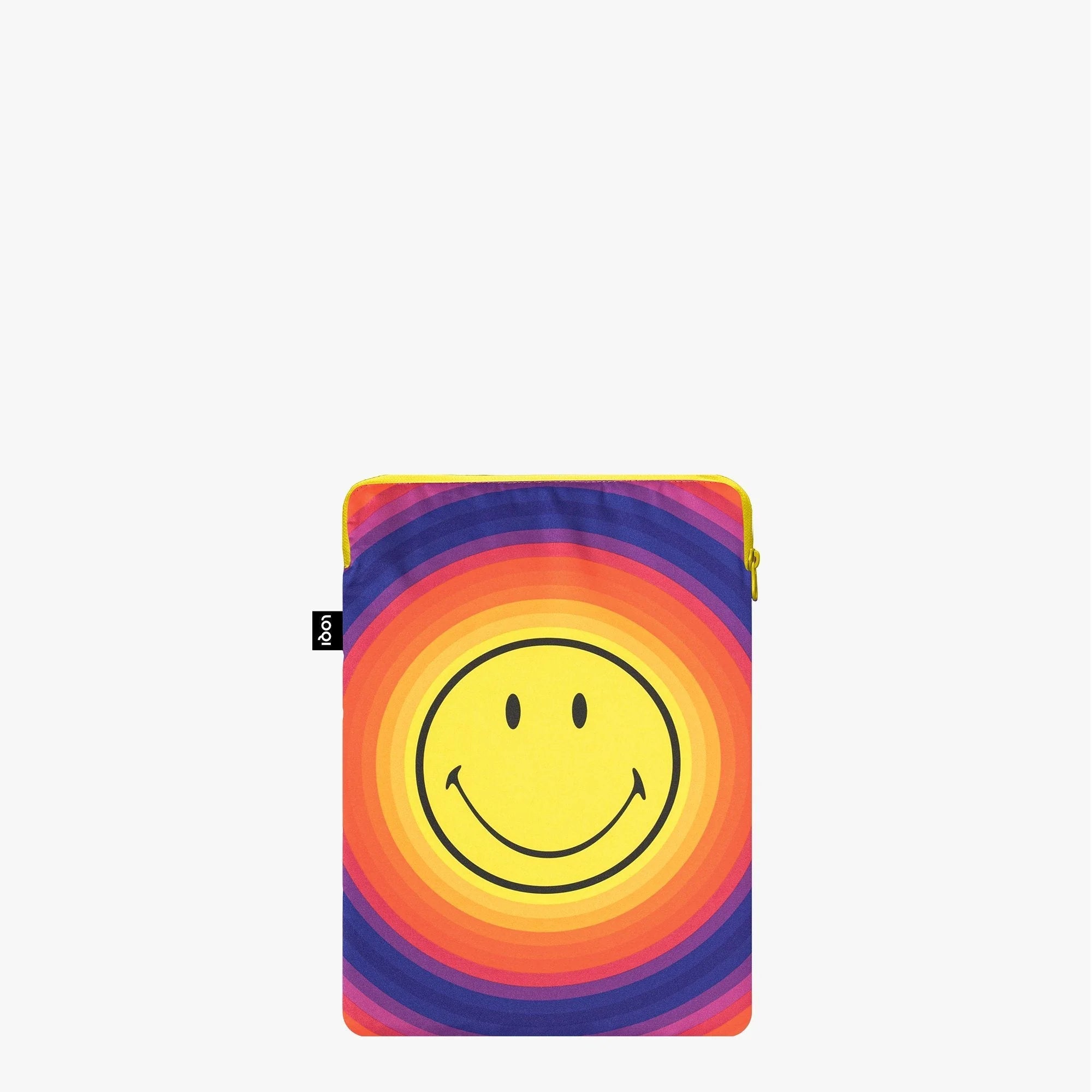 Kolorowa torba na laptopa LOQI Smiley z motywem uśmiechniętej buźki i okręgami