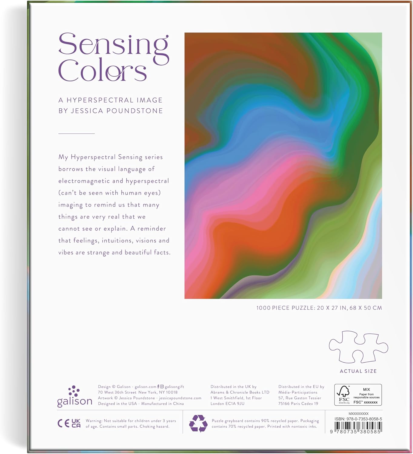Puzzle 1000 elementów Galison z abstrakcyjnym, kolorowym obrazem Sensing Colors autorstwa Jessici Poundstone