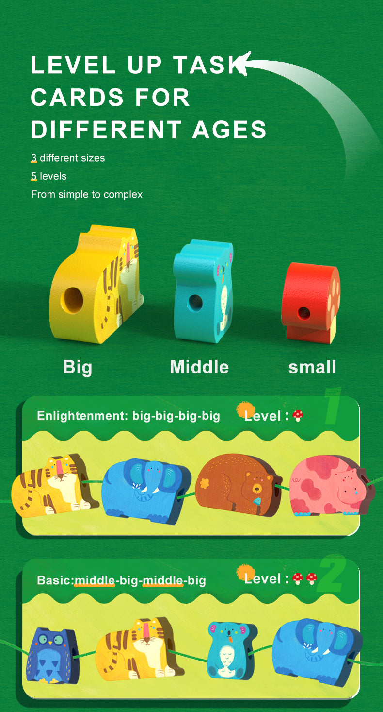 Juego de enhebrar figuras de madera mideer – Vehículos