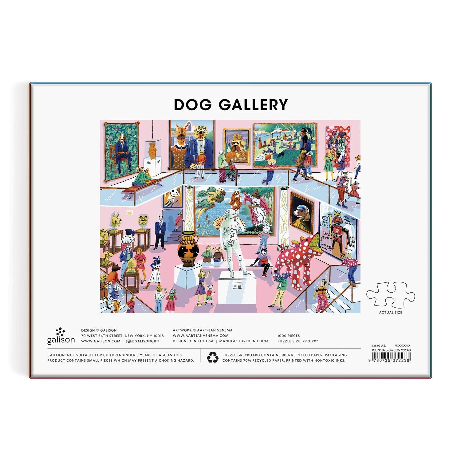 Puzzle 1000 elementów dla dorosłych Galison ilustracja galerii sztuki z psami