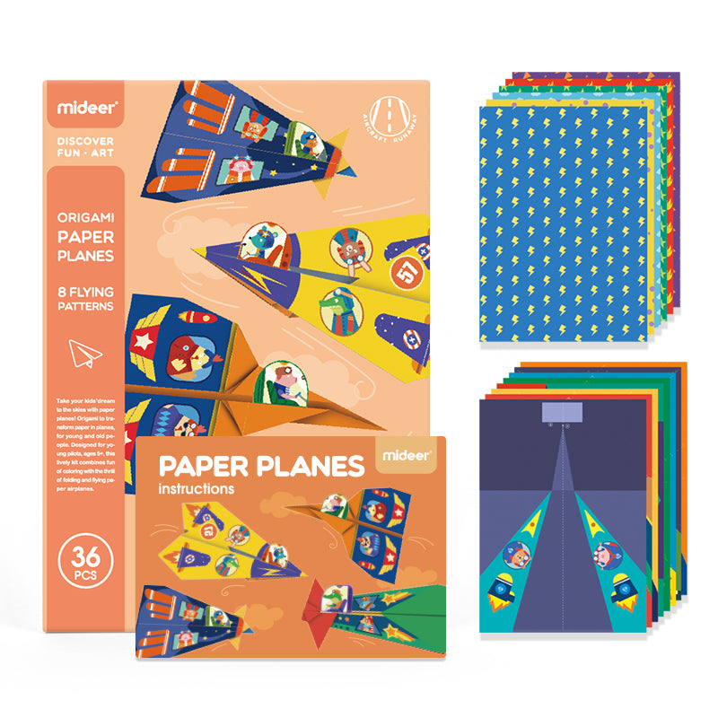 Zestaw do robienia origami samoloty papierowe od Yamann z kolorowymi wzorami i instrukcjami