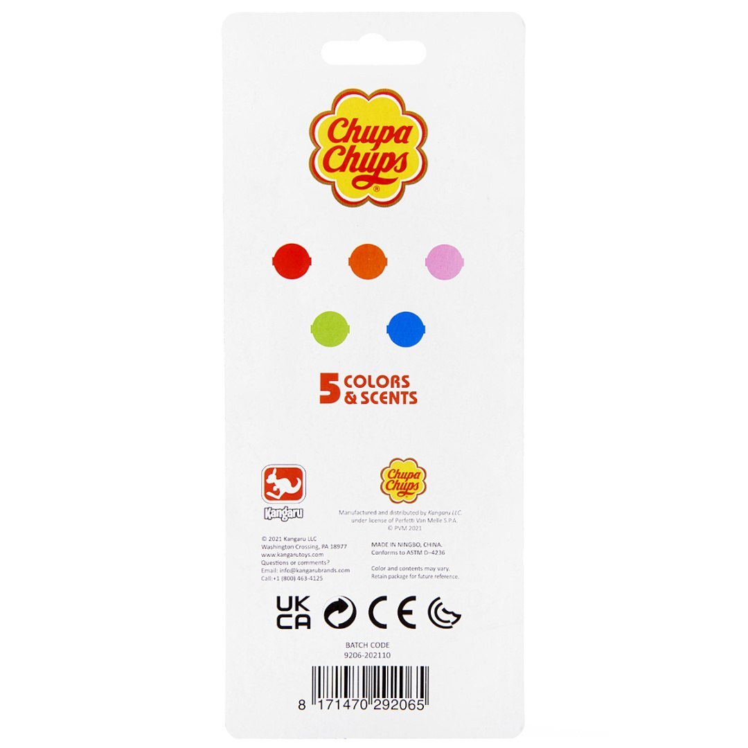 Opakowanie flamastrów zapachowych Chupa Chups z 5 kolorami i zapachami od BV JACOB COMPANY