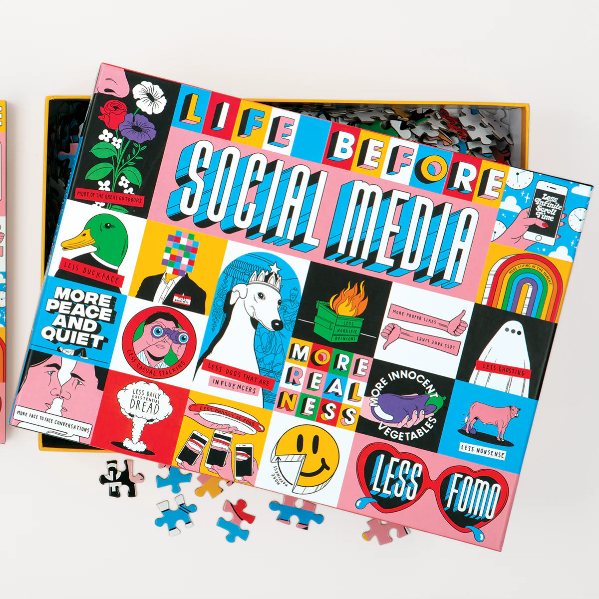 Kolorowe puzzle 1000 elementów dla dorosłych Galison z motywem Life Before Social Media