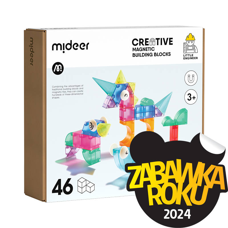Klocki magnetyczne dla dzieci Mideer 46 elementów do kreatywnej zabawy i budowania figurek