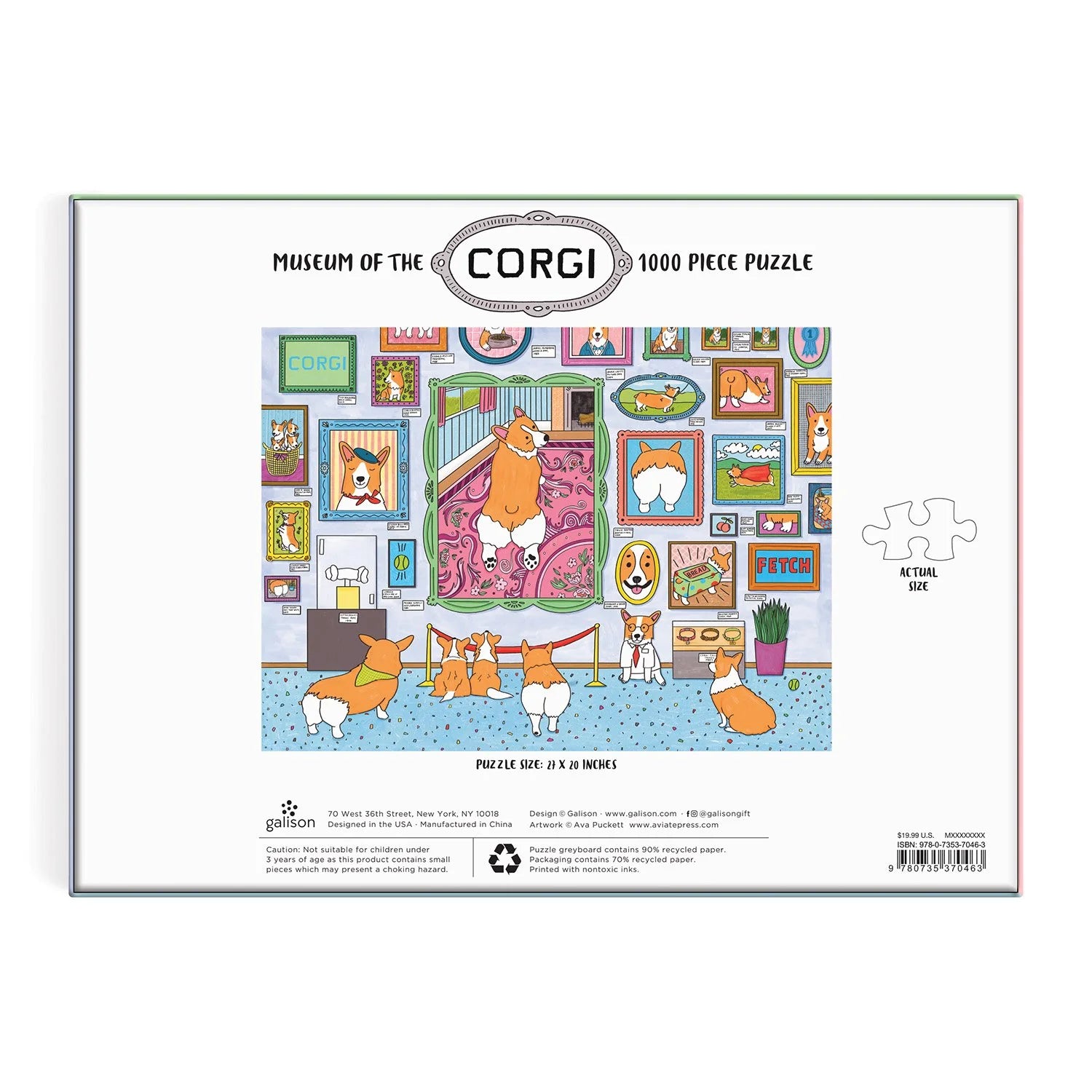 Puzzle 1000 elementów corgi z ilustracją psów rasy corgi w ramkach na ścianie