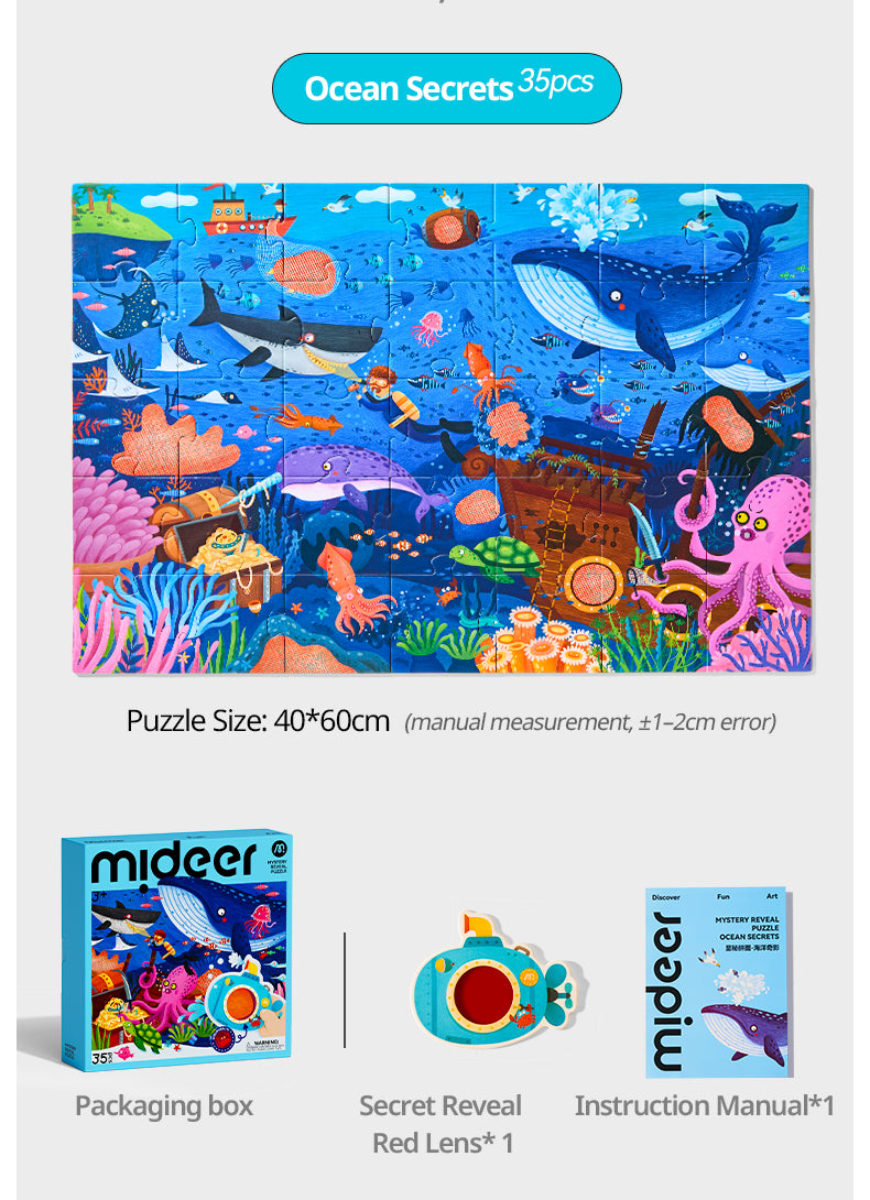 Secret puzzles with glasses 3D mideer – Ocean (35 el.) [nowe opakowanie]