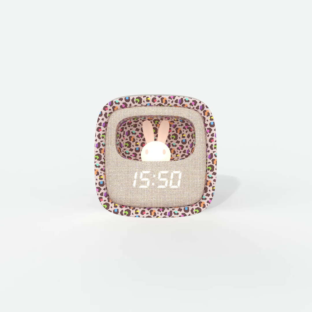 Budzik z lampką Billy MOB – tęczowy lampart